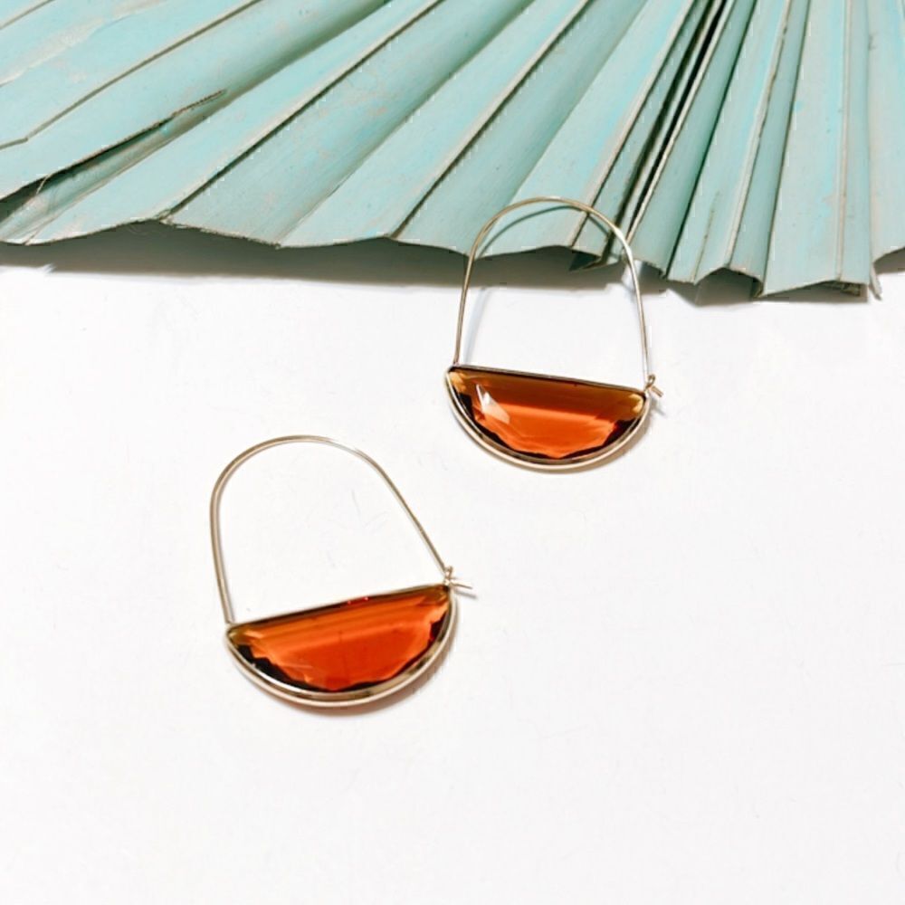 Anthro Brown crystal hoop earrings S30